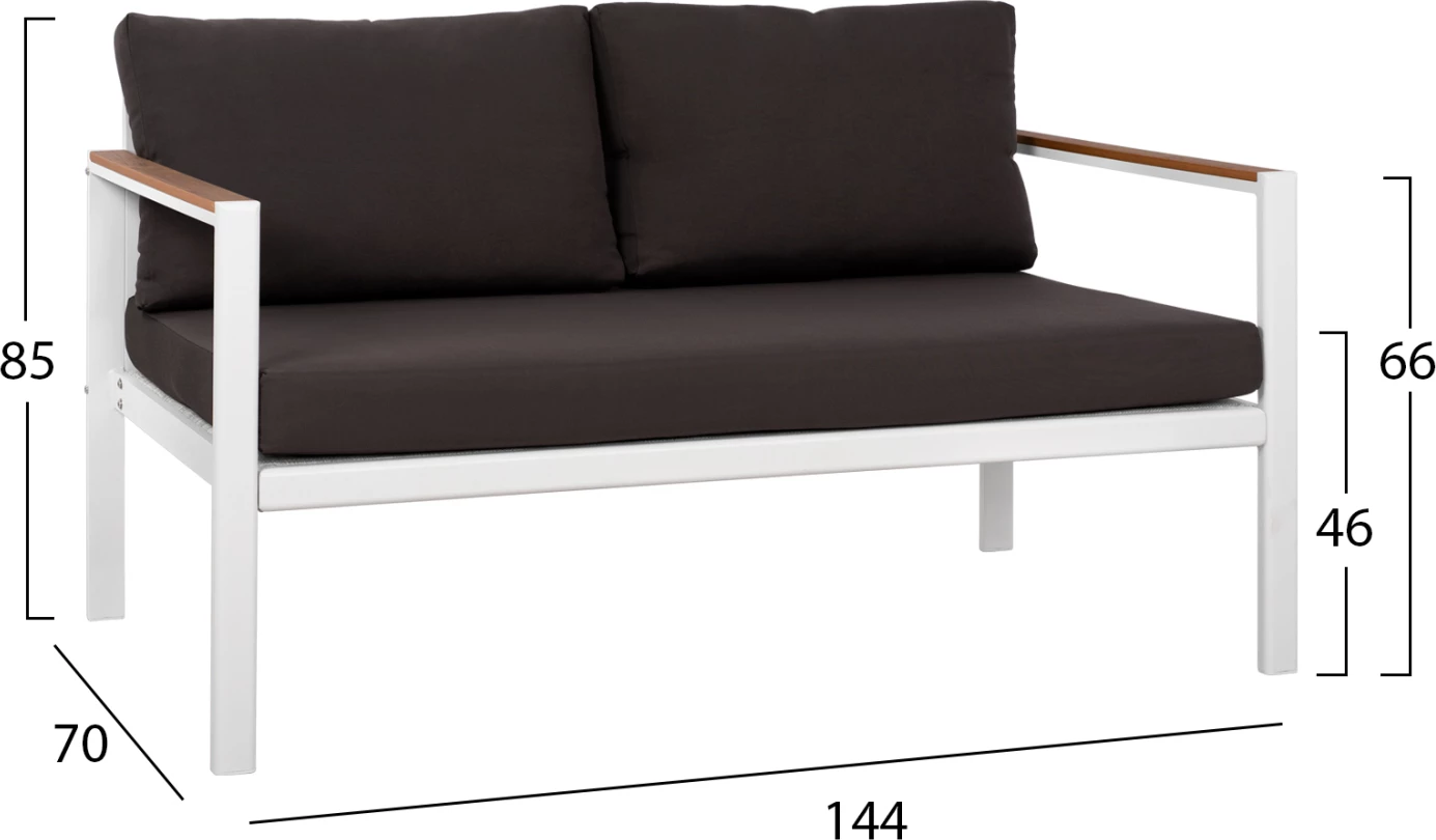 Dvosedežna zofa iz aluminija FH5523.01 Bela