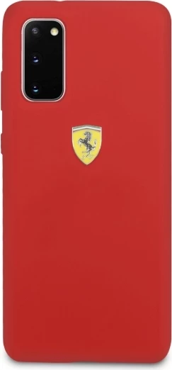 Silikonska zaščitna prevleka Ferrari za Samsung Galaxy S20, rdeča