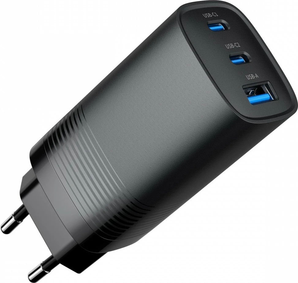 Stenski polnilec, Gembird TA-UC-PDQC65-01-BK, 65 W, 2x USB-C, 1x USB-A, črn