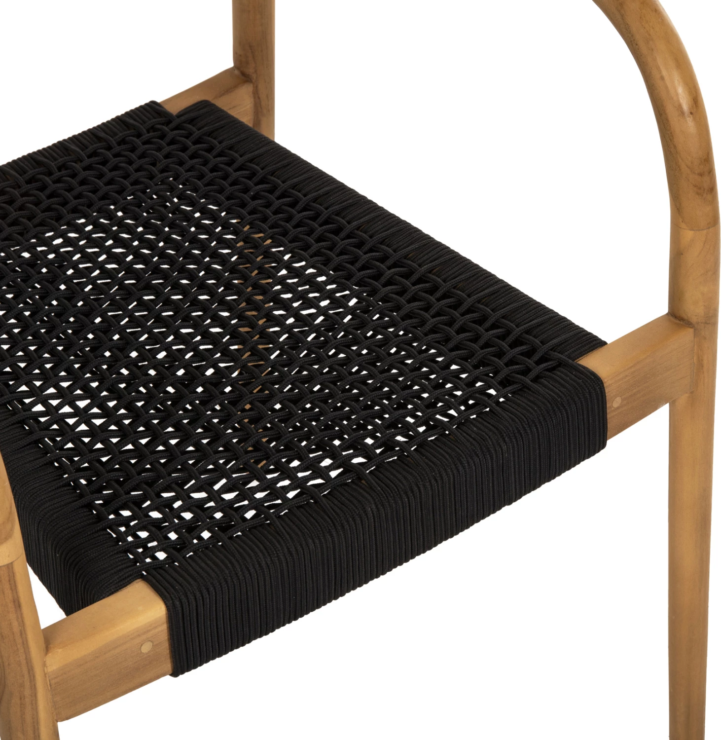 Fotelj OSLO iz tikovine v naravni barvi in črni vrvi 55x54x80Hcm