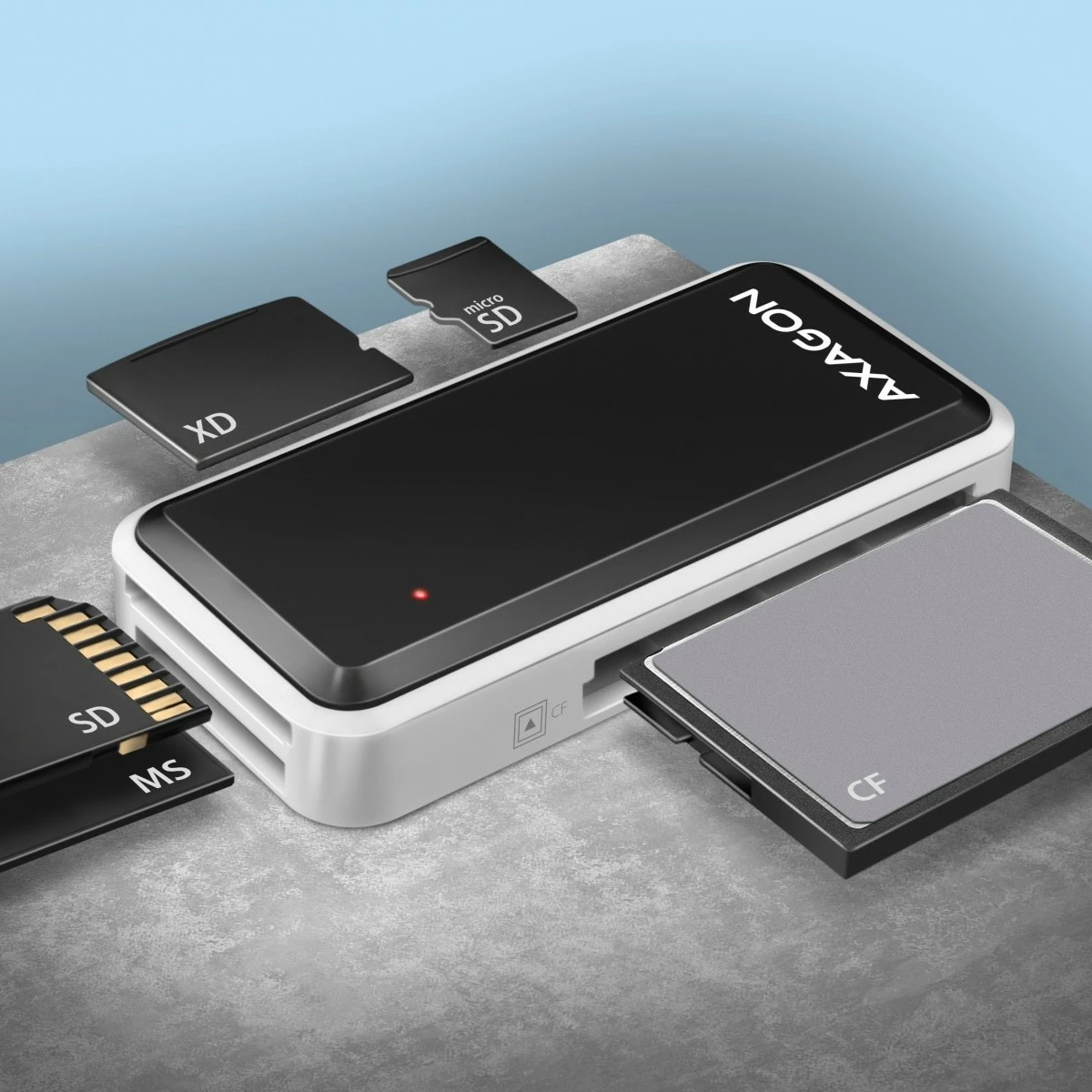 Bralnik kartic AXAGON CRE-X1, 5 rež, USB 2.0, črno/bel