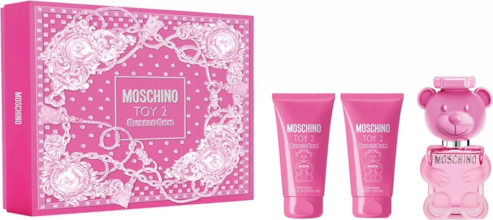Eau de Toilette set z vonjem bubble gum, Moschino Toy 2, 50 ml + 50 ml gel za prhanje + 50 ml losjon za telo