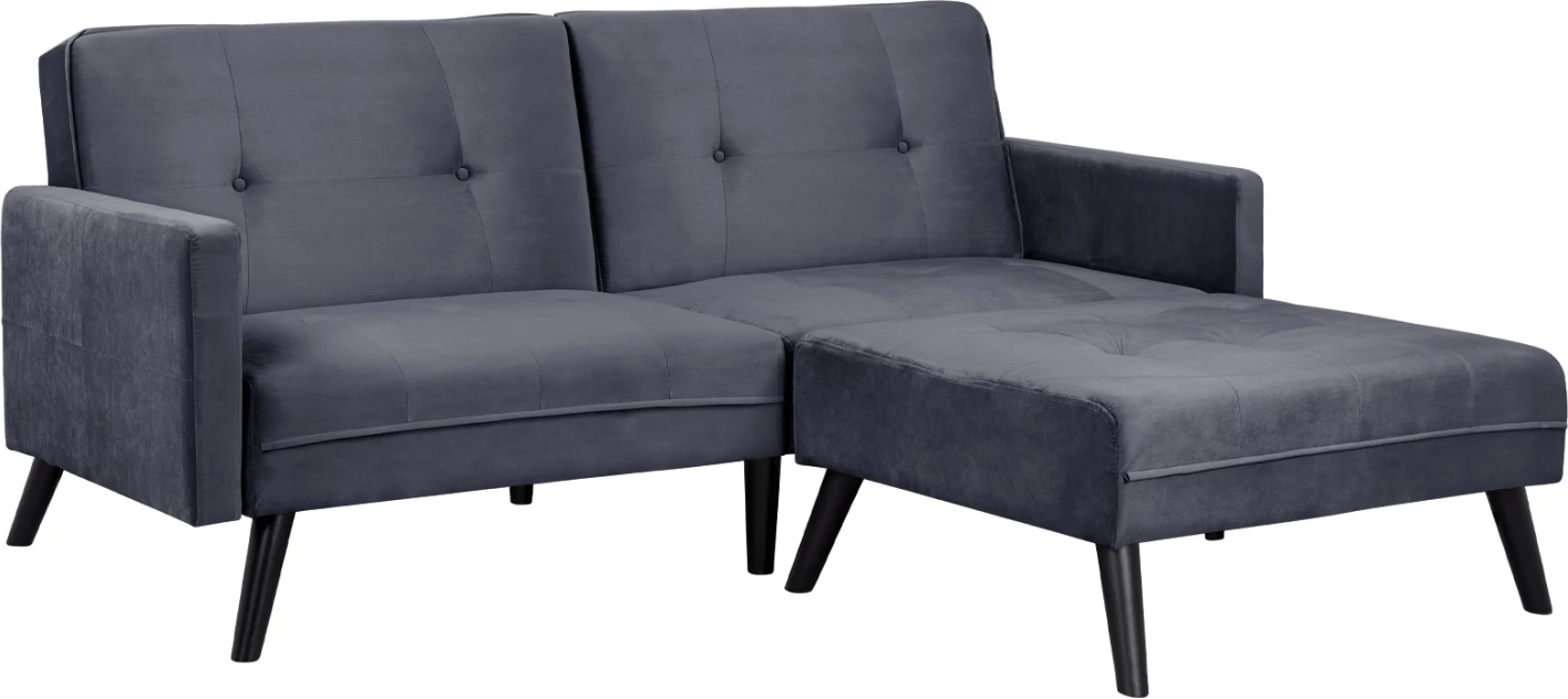 Kotna postelja Livia FH3151.01 iz žameta v sivi barvi z naslonom za noge 211x158x83cm