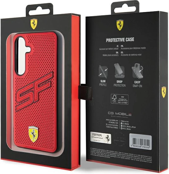 Ovitek za telefon Ferrari Big SF Perforated za Samsung Galaxy S24, rdeč