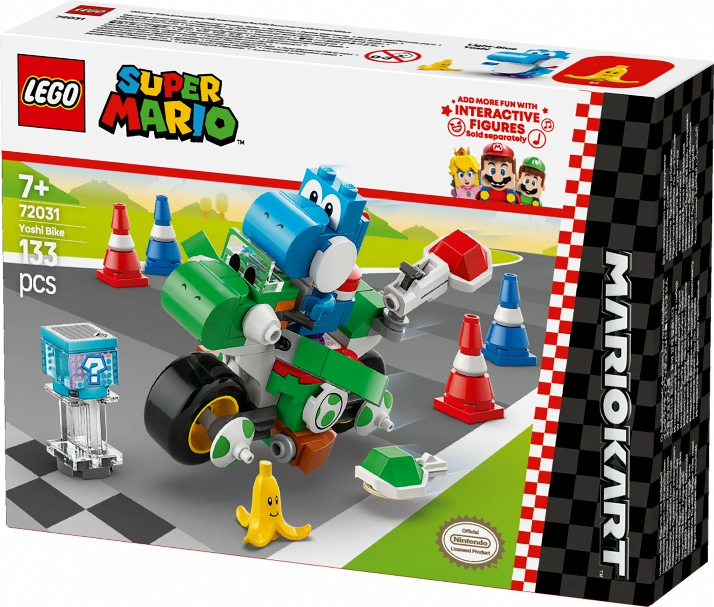 Set za sestavljanje Super Mario Mario Kart Yoshi Bike, LEGO 72031, 133 delov, svetlomodri Yoshi