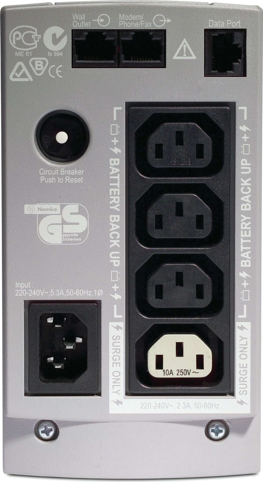 Neprekinjeno napajanje APC BK650EI, 650 VA, 4x C13 izhodi, USB, Standby (Offline), 0,65 kVA, 400 W, sinus, 160 V, 286 V