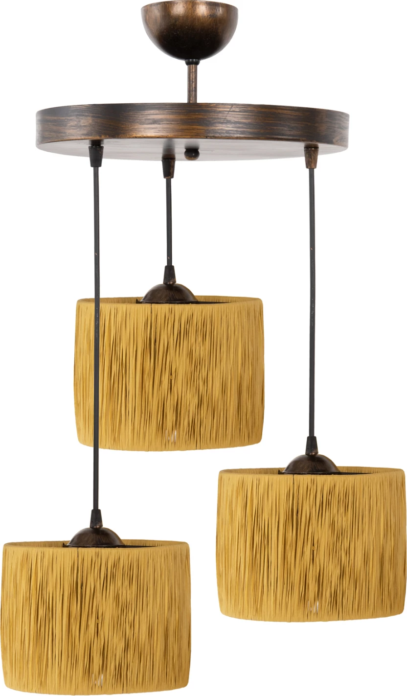 Stropna viseča svetilka s tremi lučmi FH7948.05 bež-bronasta Φ30x70Hcm