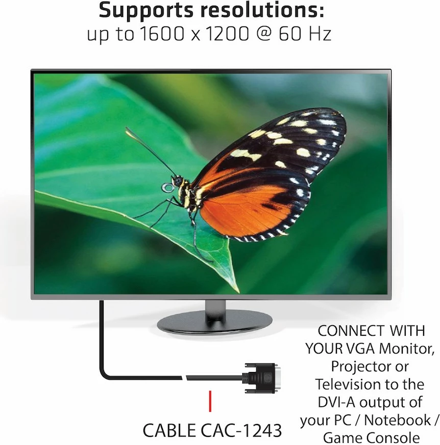 Kabel DVI na VGA Club3D 3 m, črn