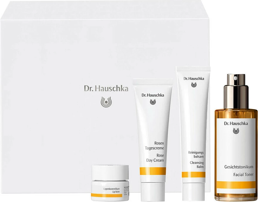 Osvežujoči tonik in set za nego obraza in ustnic Dr. Hauschka Beautiful Face, 100 ml + 30 ml + 75 ml + 4,5 ml