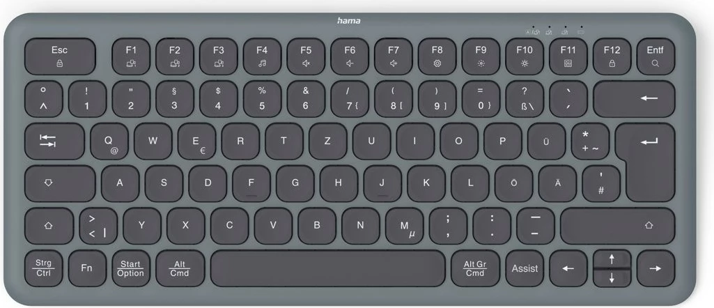 Kompakten brezžični komplet tipkovnice in miške Hama WKM-500, USB/Bluetooth, črno/siv