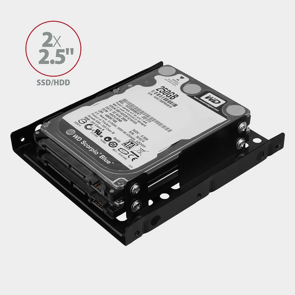 Nosilec za 2x 2,5" HDD/SSD v 3,5" režo, AXAGON RHD-225, črn