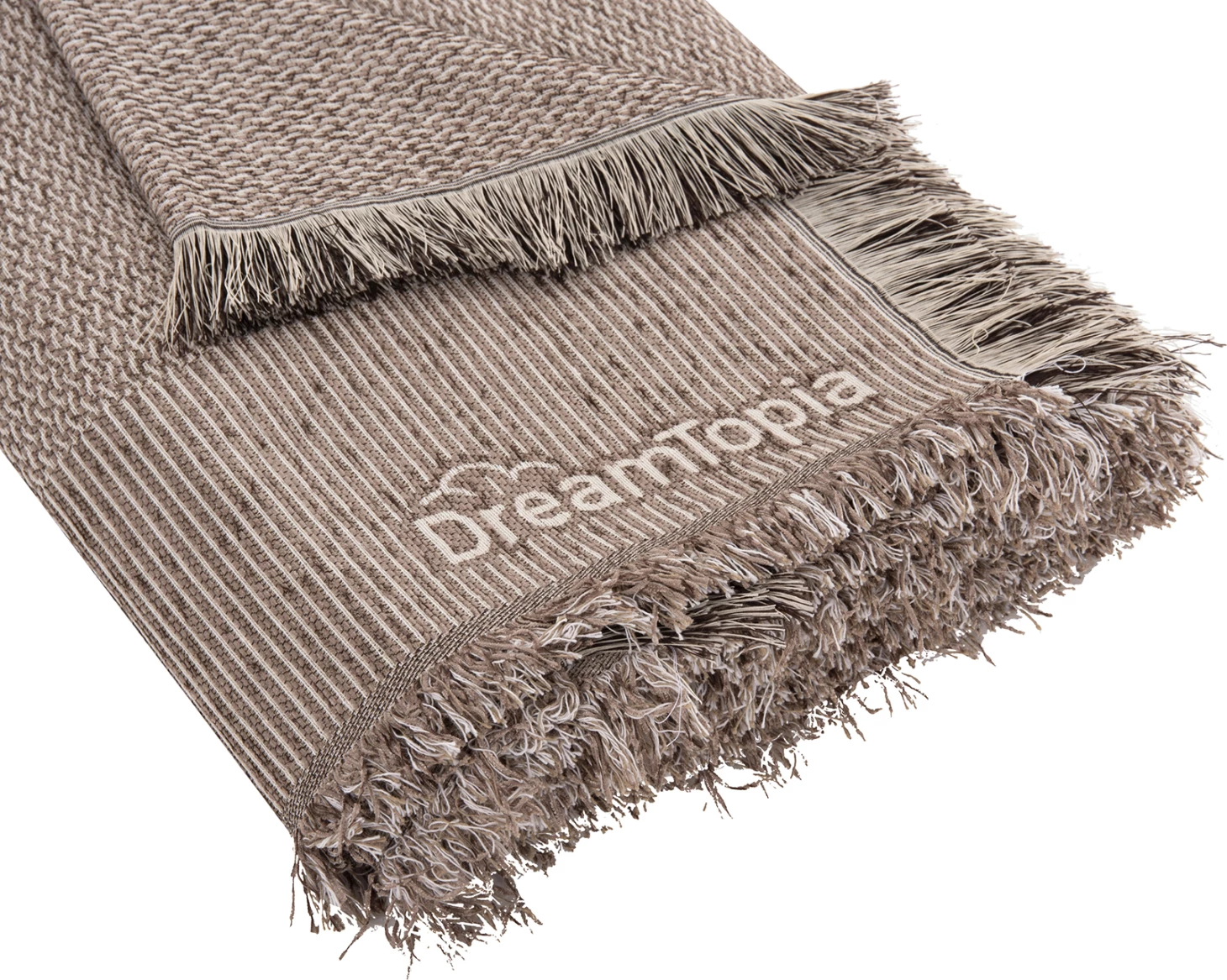 Prevleka za kavč z resicami DREAMTOPIA FH12164.01 v rjavi barvi 178X178cm