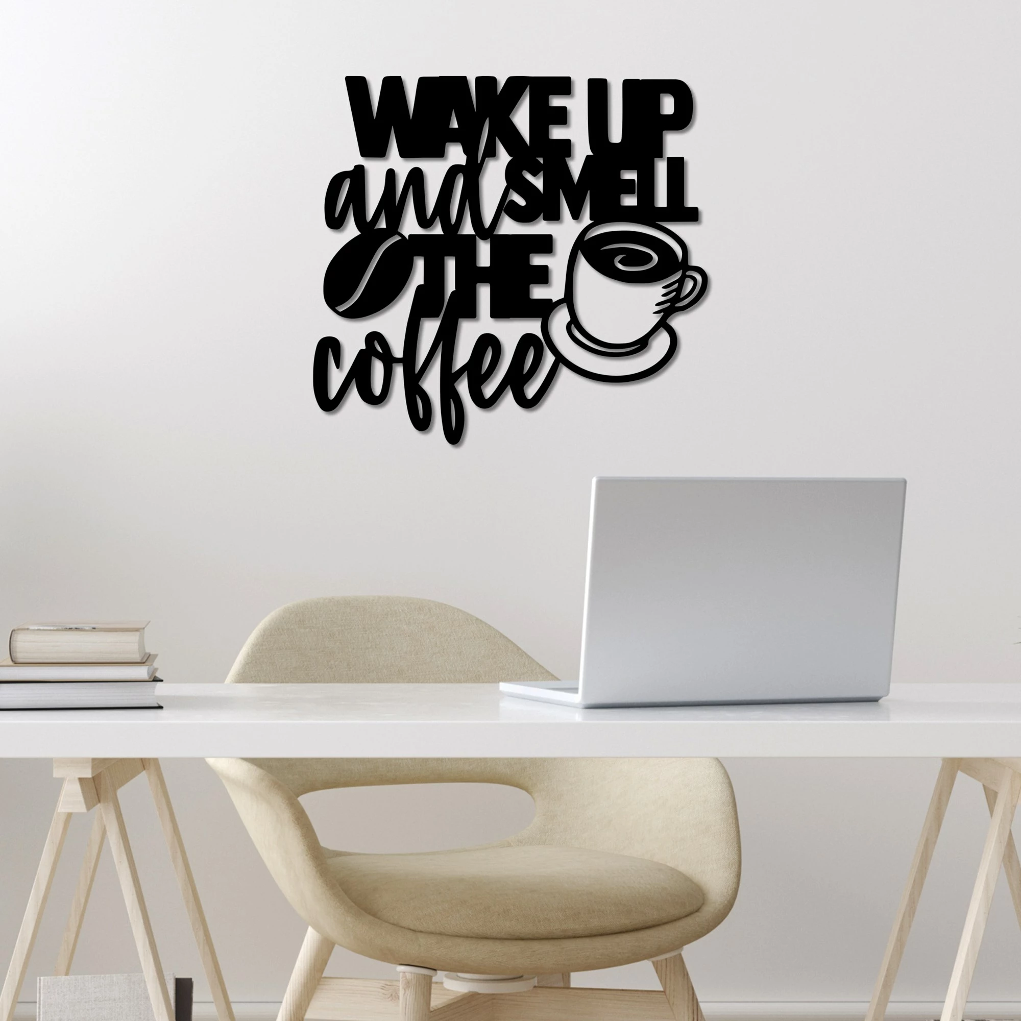 Dekorativni kovinski stenski dodatek Wallity, Wake up Coffee