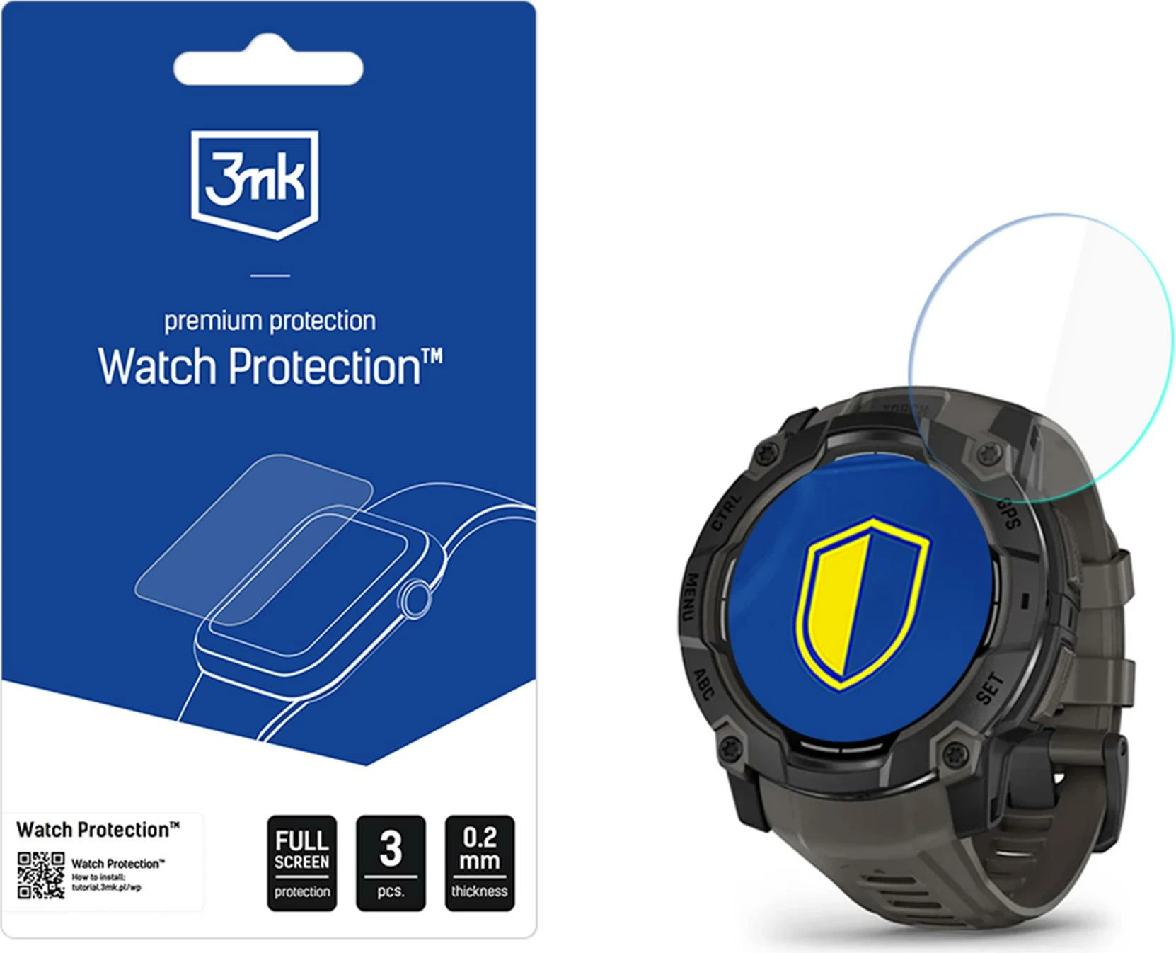 Mreža za zaslon za pametno uro Garmin Instinct 3 50 mm (3mk Protection), komplet 3 kosov