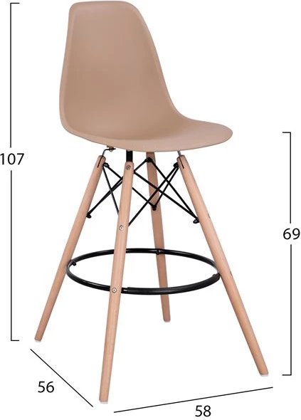 Barski stol Renata FH0173.45 Cappuccino 58x56x107cm, set 4 kosov