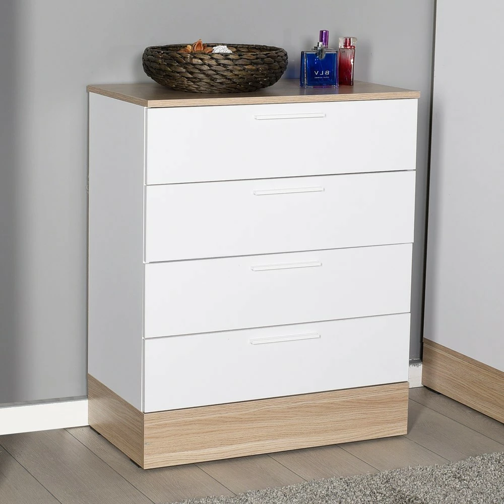 Komoda, hrast in bela, 5 predalov Hanah Home Sfn-840-Mb-1