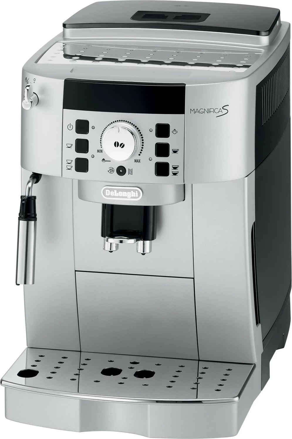 Popolnoma avtomatski espresso aparat De’Longhi ECAM 22.110.SB, 1,8 L, mleta kava in zrna, vgrajen mlinček, 1450 W, črn/srebrn