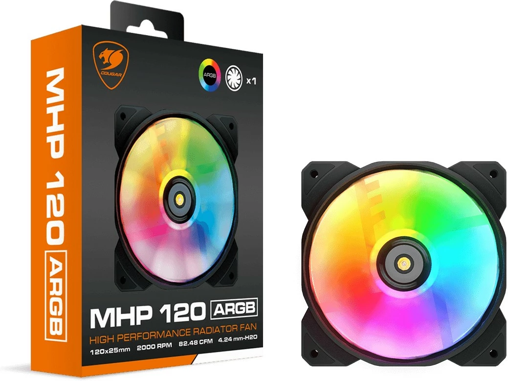 Ventilator za računalniško ohišje Cougar MHP 120 ARGB, 120 mm, črn