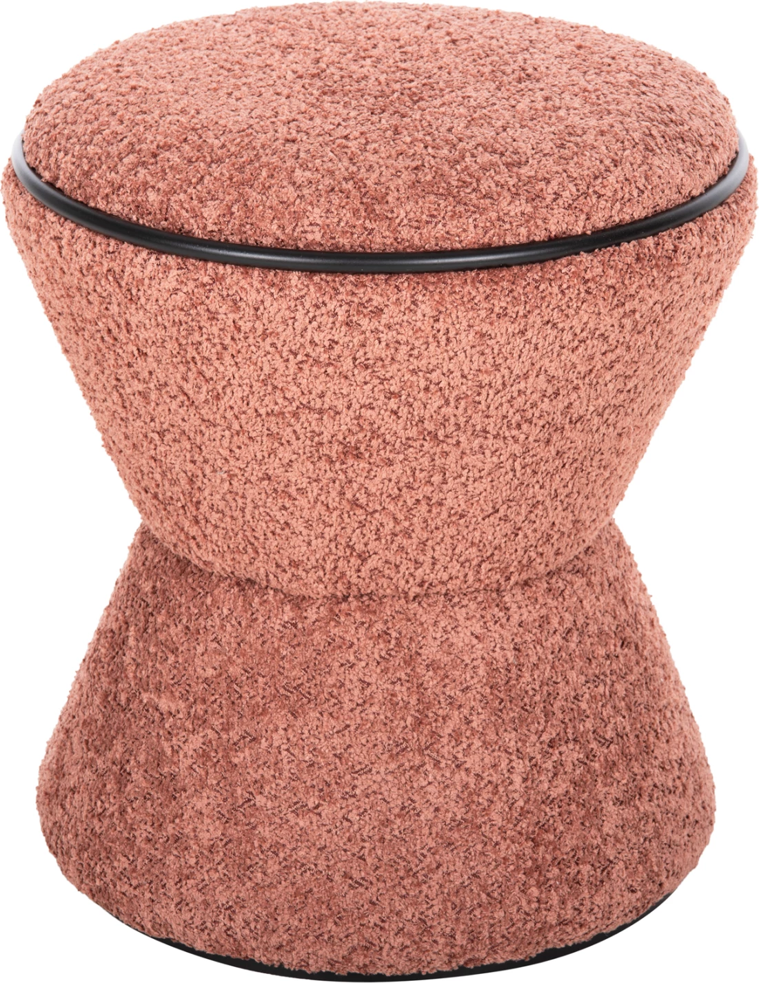 Okrogli stol LINNER FH9604.02 iz boucle tkanine roza-črna podrobnost D38x44 cm