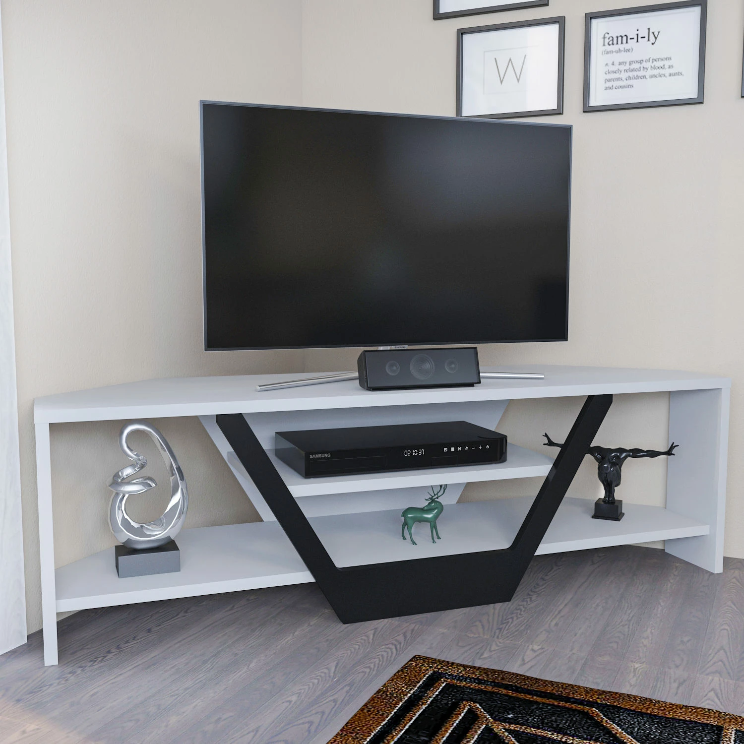 Komoda za TV, Hanah Home Sares, bela in črna