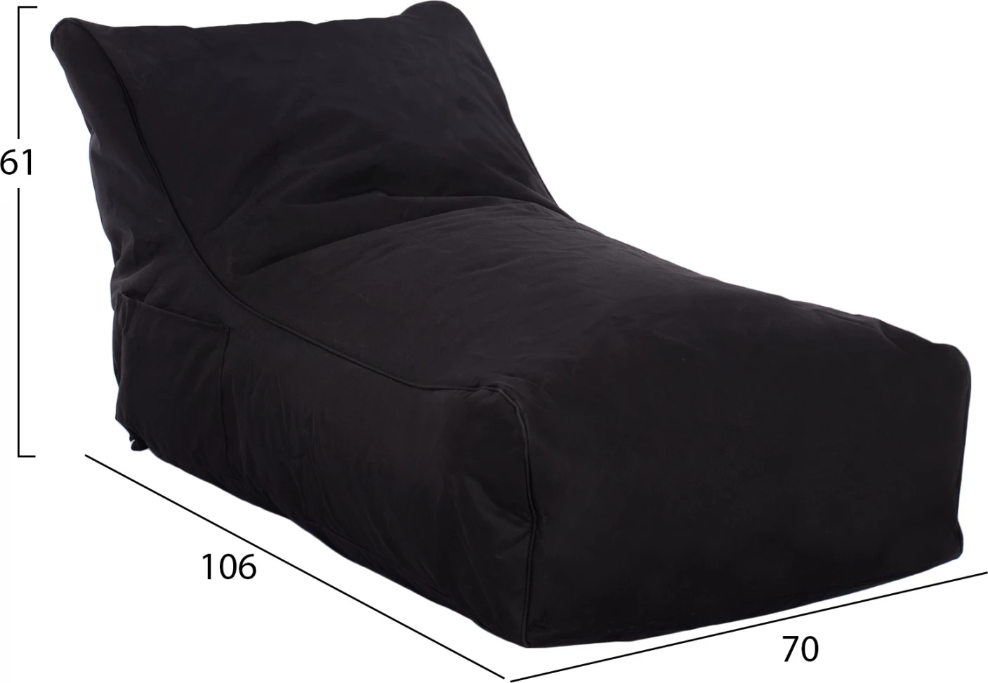 Vodoodporen pouf Bloom FH5111.14, črn, z UV-zaščito, 106x70x61 cm