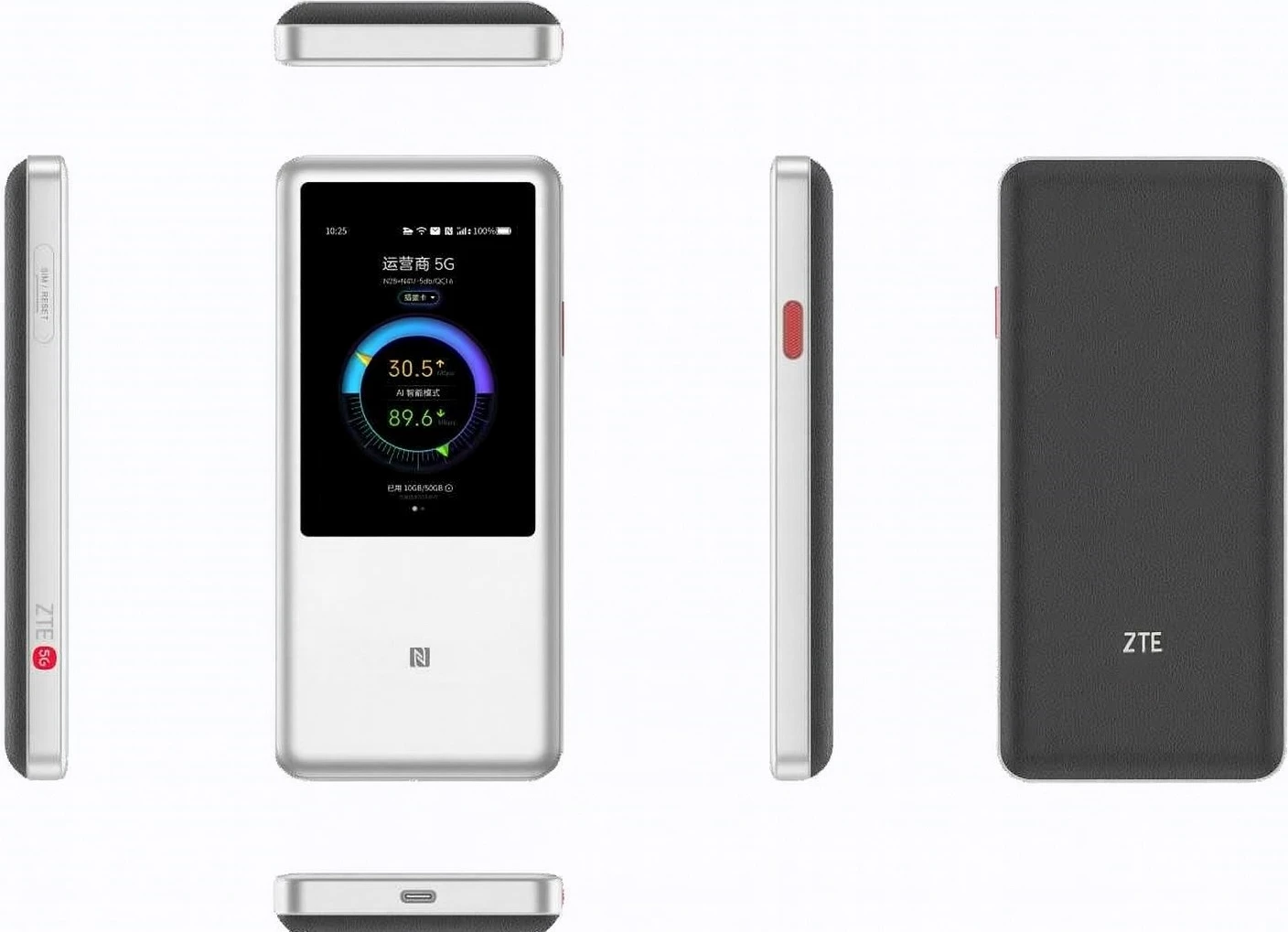 Prenosni usmerjevalnik Wi‑Fi 5 ZTE U60, NanoSIM, bel