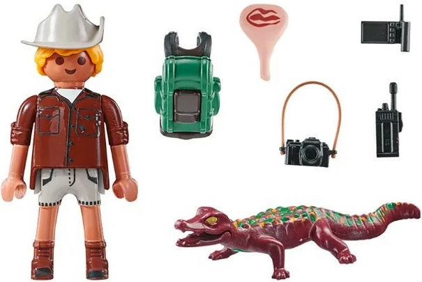 Komplet figuric Playmobil Special Plus 71168, raziskovalec z aligatorjem, 9-delni