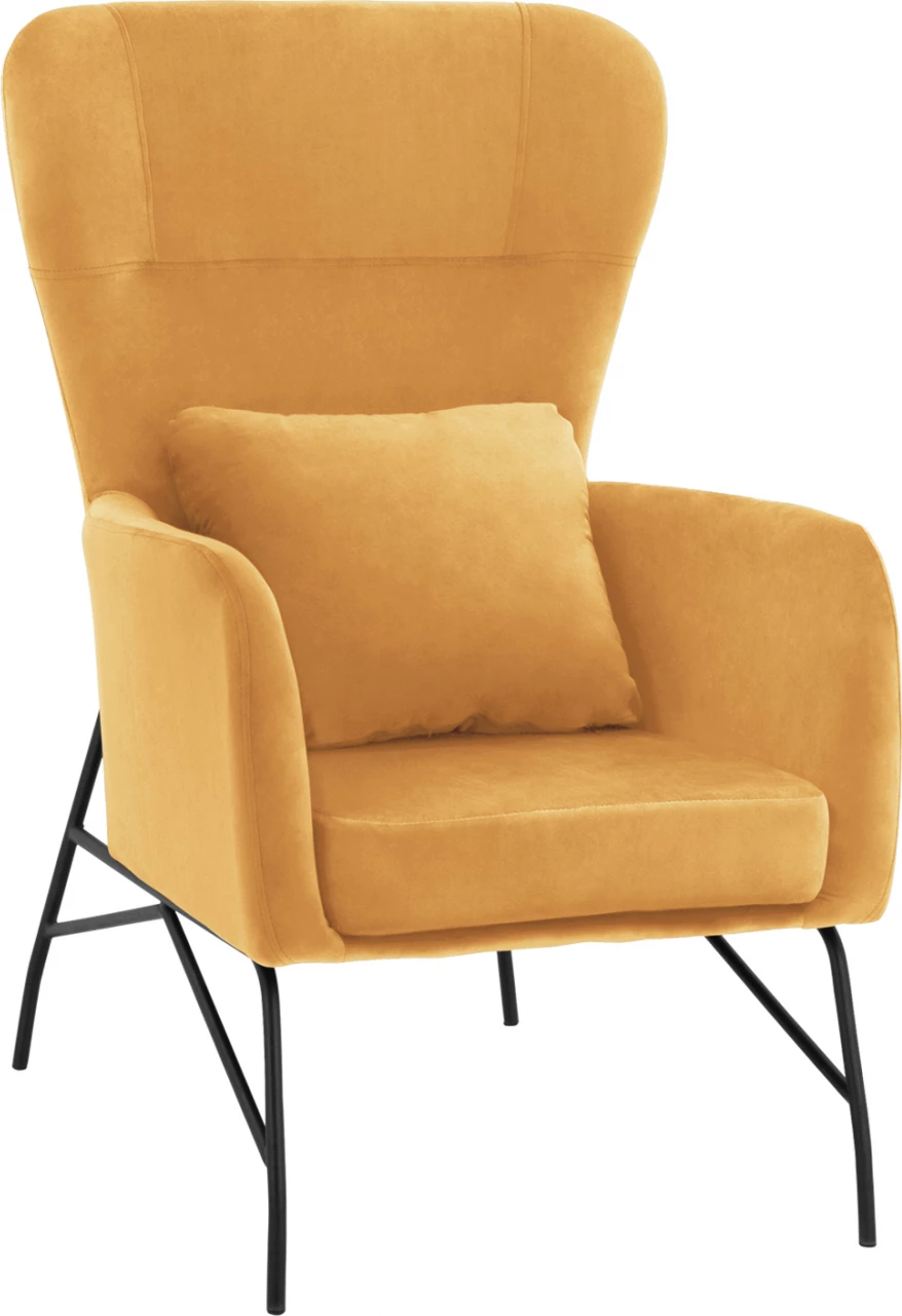 DANIA naslanjač, žamet zlata, kovinska črna noga FH8721.09 67x80x102 cm