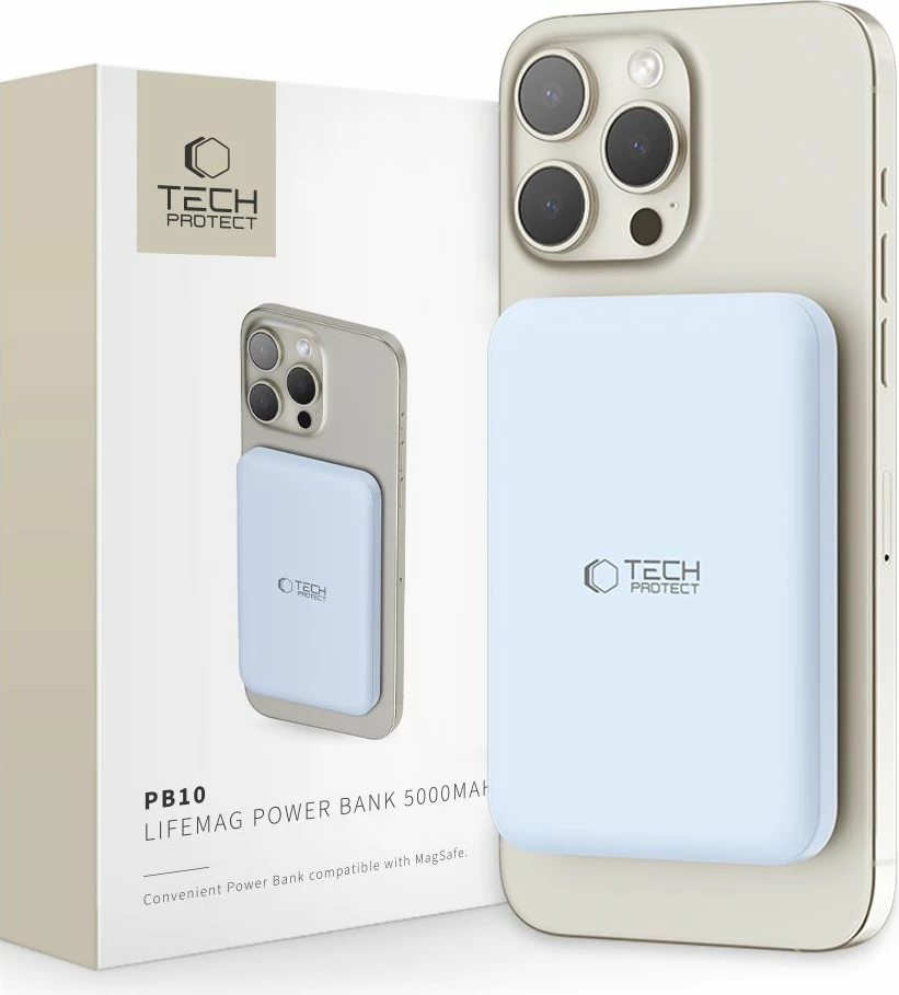 Powerbank 5000 mAh Tech-Protect LifeMag PB10, MagSafe, USB-C, moder