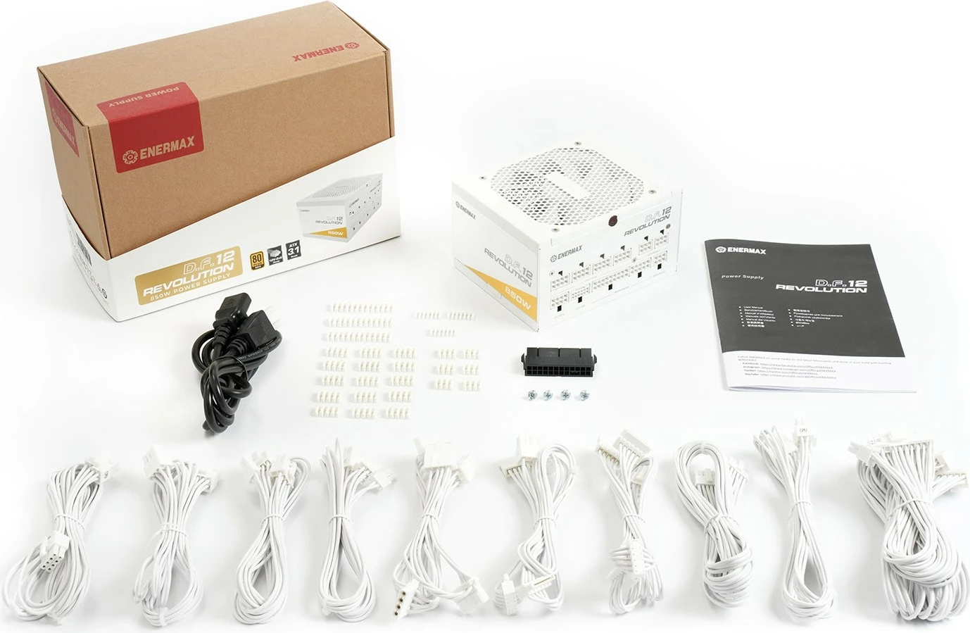 Napajalnik 850 W, 80 PLUS Gold, ATX 3.1, bel — Enermax Revolution D.F.12 ETV850G-W