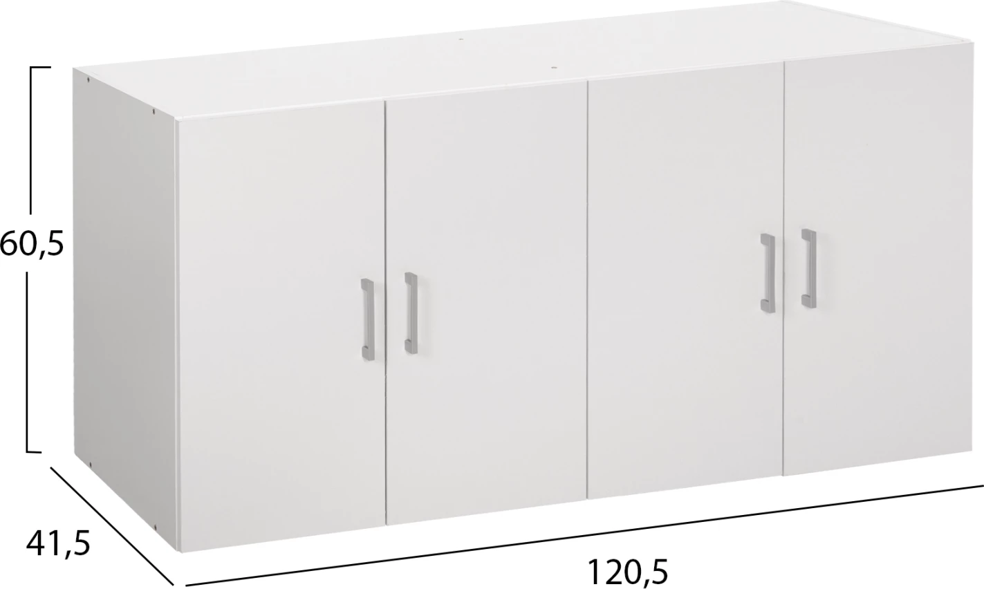 Zgornja omara za 4-delno garderobno omaro FH352.05 Fernanda melamin v beli barvi 120,5x41,5x60,5Hcm