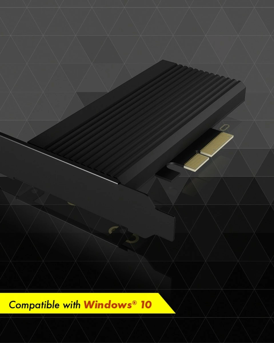 Adapter za NVMe SSD PCIe IcyBox IB-PCI208-HS s hladilnikom, črn