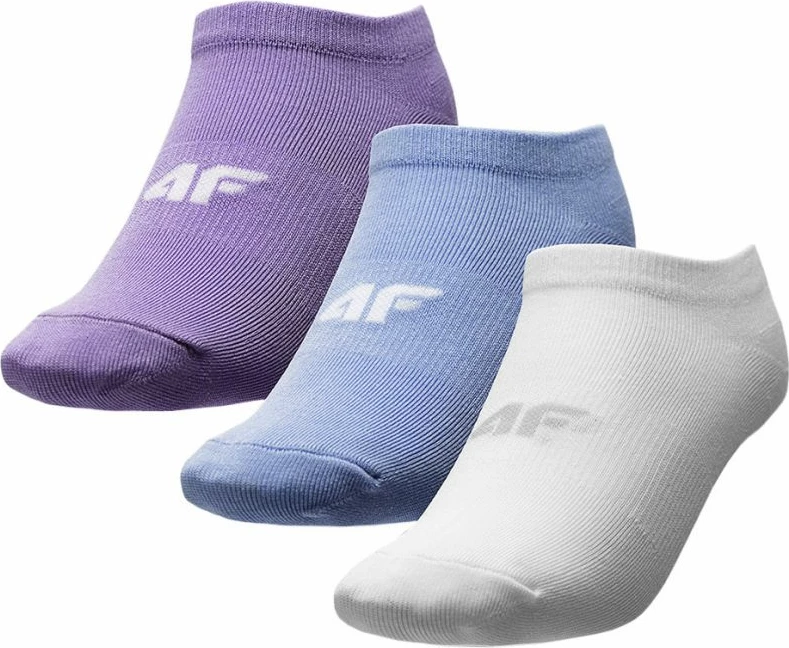 Športne čarape za dekleta 4F, bele z barvnimi, za trening in vsakodnevno uporabo