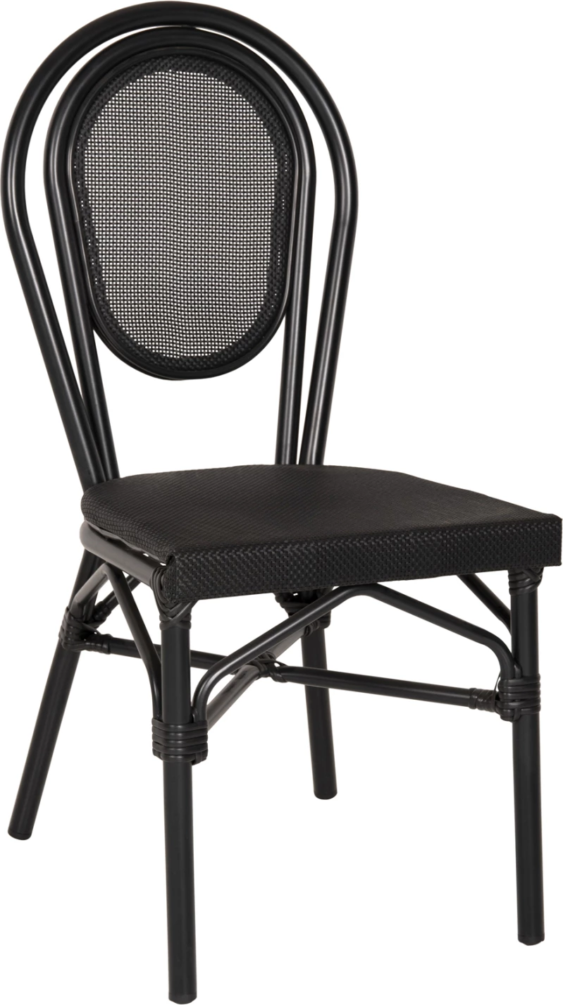 Aluminijasti stol bambus videz črn s tekstilom 45x57x88cm FH5052