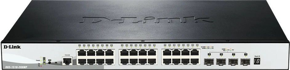 Upravljan preklopnik D-Link DGS-1510-28XMP, L2/L3, Gigabit Ethernet, PoE, za montažo v rack