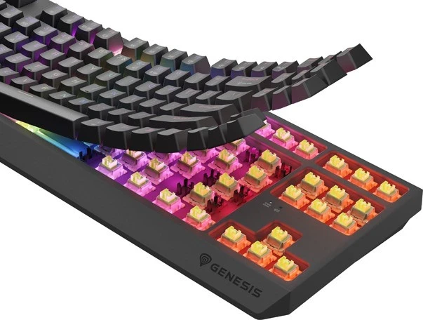 Mehanska brezžična tipkovnica z RGB osvetlitvijo Genesis Thor 230 TKL, Outemu Silent Lemon, črna