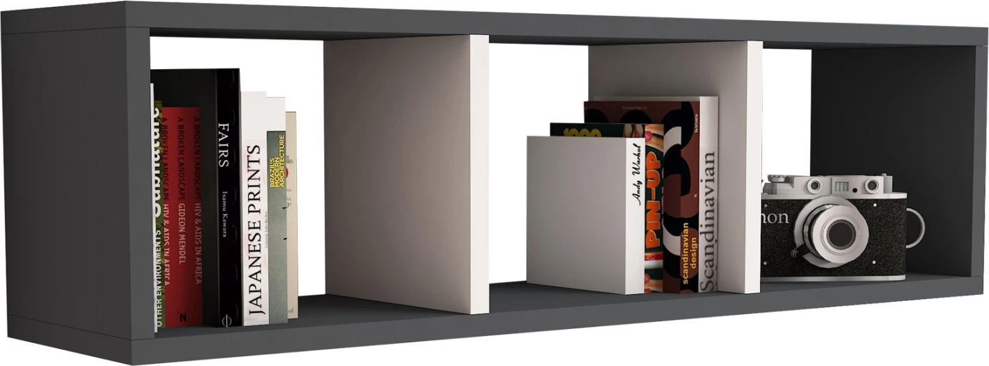 Stenska polica melamin siva in bela 90x22x25,6H cm FH9228.13