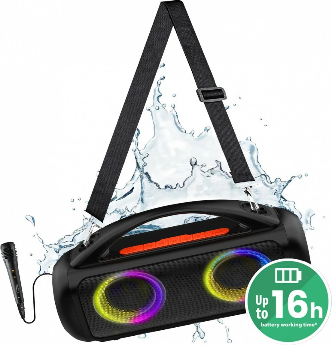 Prenosni zvočnik POWER AUDIO PRO MT3184 Media-Tech z Bluetooth, Karaoke, 16 h, črno/oranžen