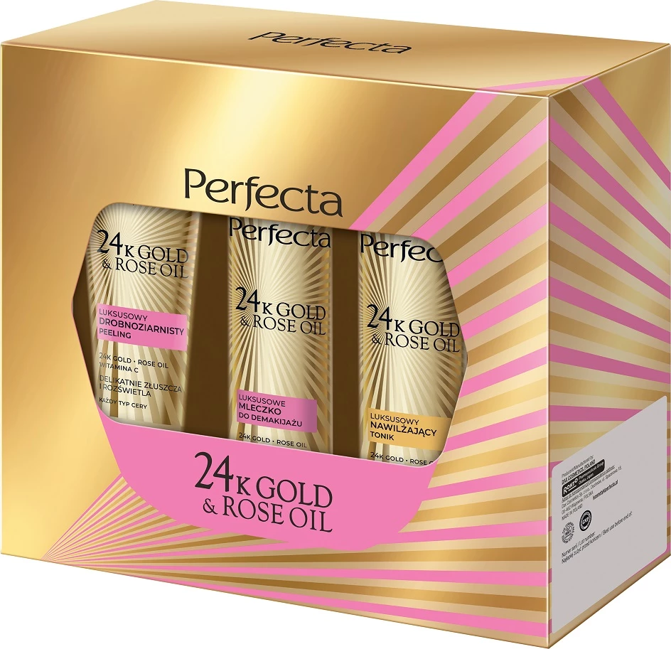 Set za nego obraza 24K Gold & Rose Oil Perfecta, za ženske, 3 kosi