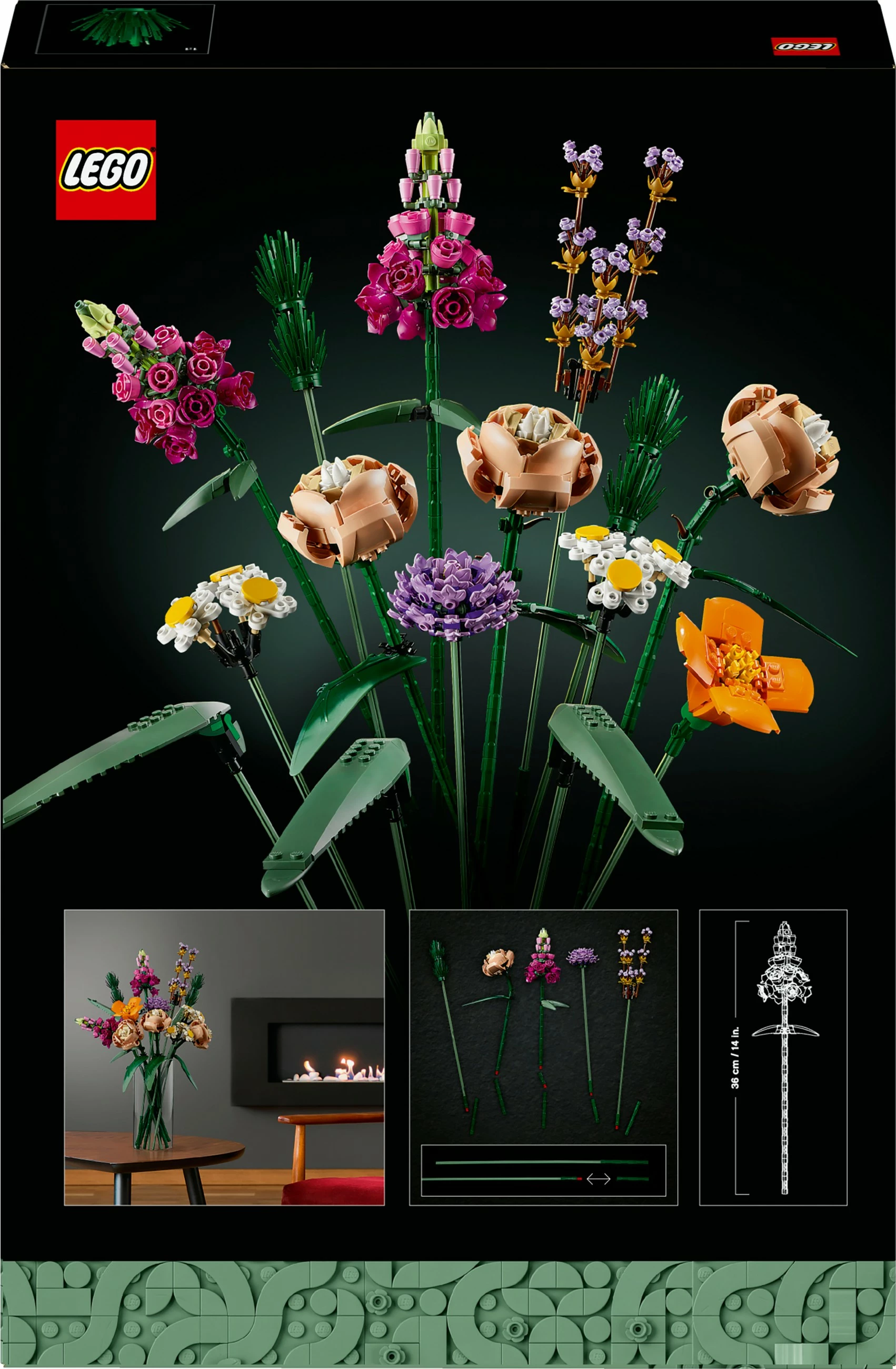 Buketa cvetov, LEGO ICONS Flower Bouquet, 756 kosov, večbarvno