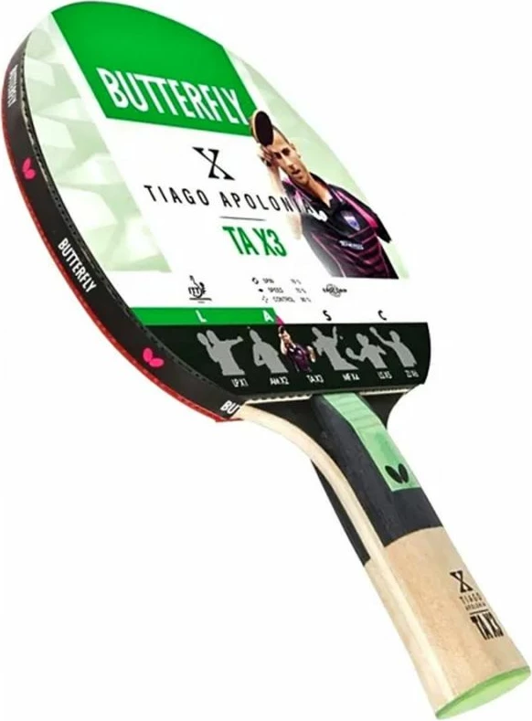 Namiznoteniška raketa Tiago Apolonia TAX3, črno-rdeča, ženska in moška