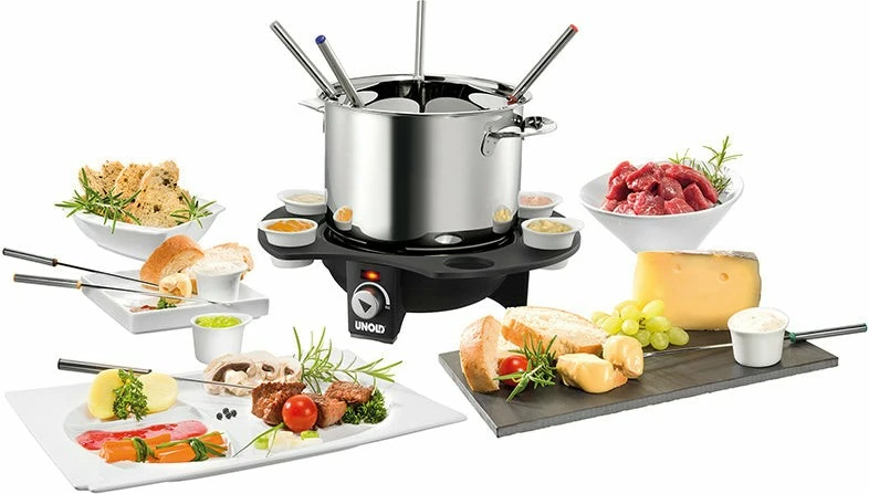 Set za fondue, 8 oseb, 1,5 L, črno-srebrn UNOLD 48645