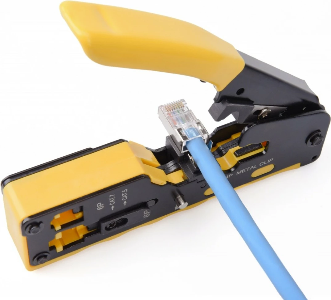 Krmilno orodje za stiskanje konektorjev Digitus DN-94025 za RJ45 Cat.5e/Cat.6, RJ12, RJ11, kovinsko, z rezanjem in odstranjevanjem izolacije