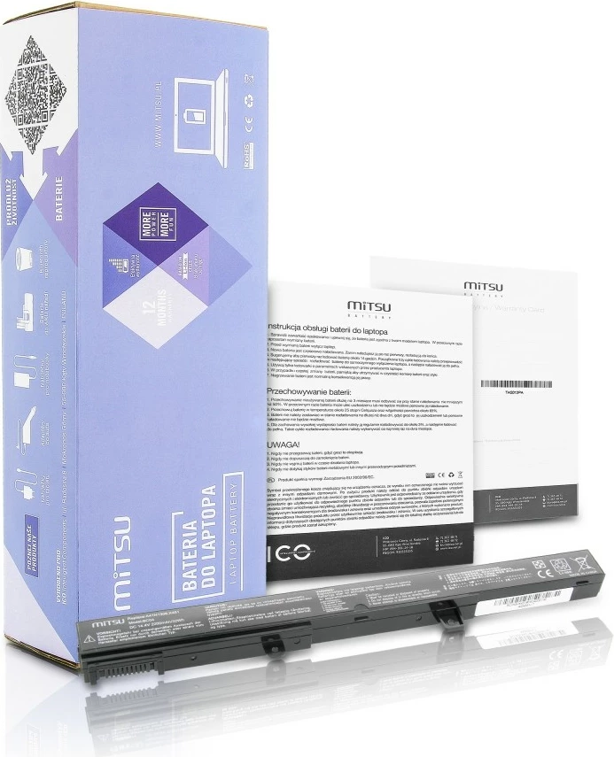 Baterija za prenosnik Mitsu BC/AS-X451, 2200 mAh, 14.4-14.8 V, črna