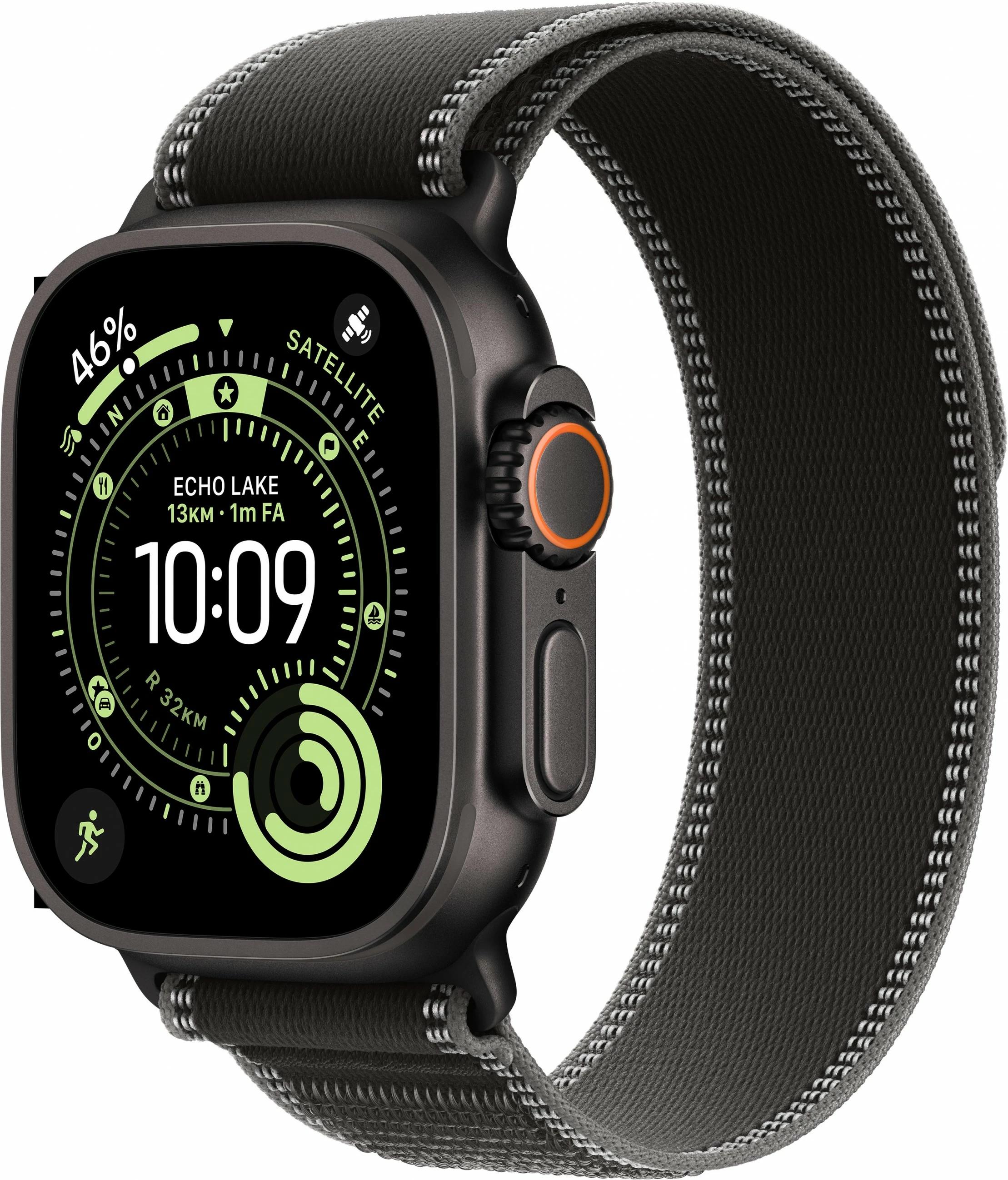 Pametna ura s titanskim ohišjem, Apple Watch Ultra 3 Cellular 49 mm, Trail Loop črno/ogleno siva M/L