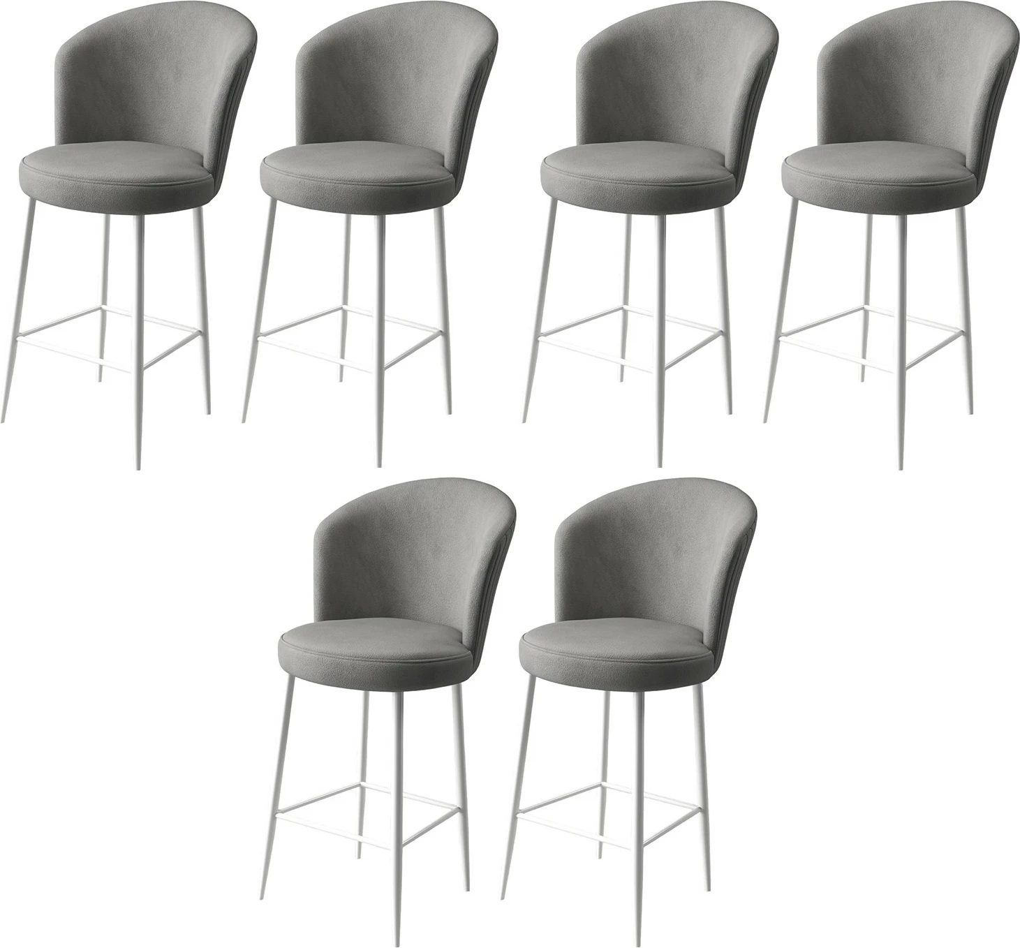 Set barskih stolov (6 kosov), Hanah Home, Fora, siva in bela