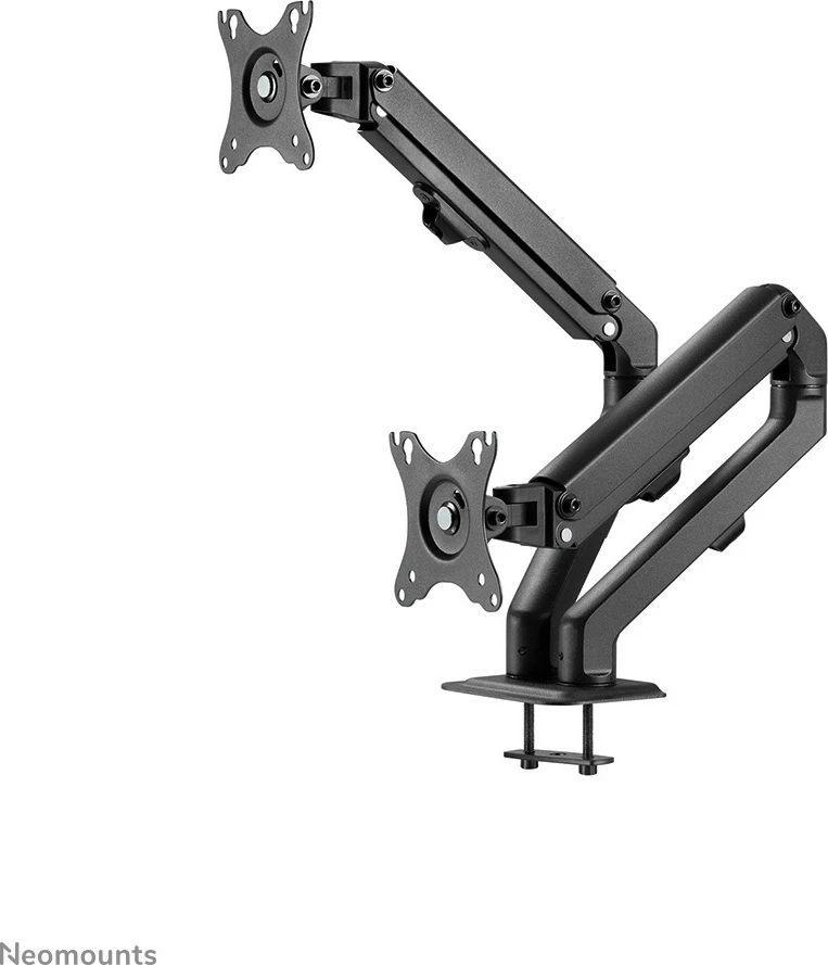 Nosilec za dva monitorja Neomounts FPMA-D650DBLACK, 17–27 palcev, nastavljiva višina z gas spring, črn