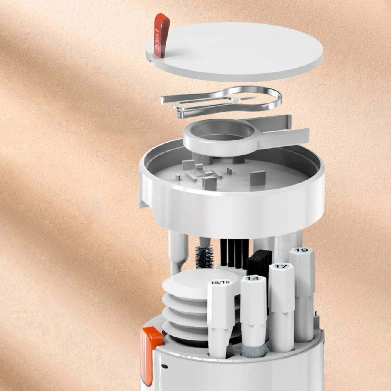 Multifunkcijsko čistilno pero Hurtel Full-Pro 20 v 1, za slušalke, tipkovnico in zaslon, belo