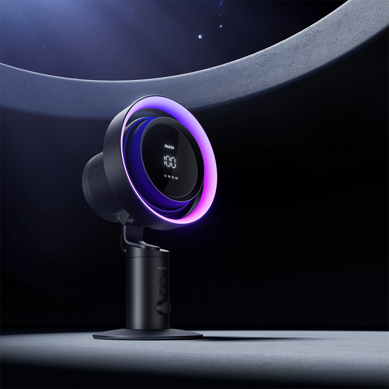 Namizni ventilator z vgrajenim filtrom zraka Jisulife Table Fan Pro3, 10.000 mAh, USB-C, temno siv