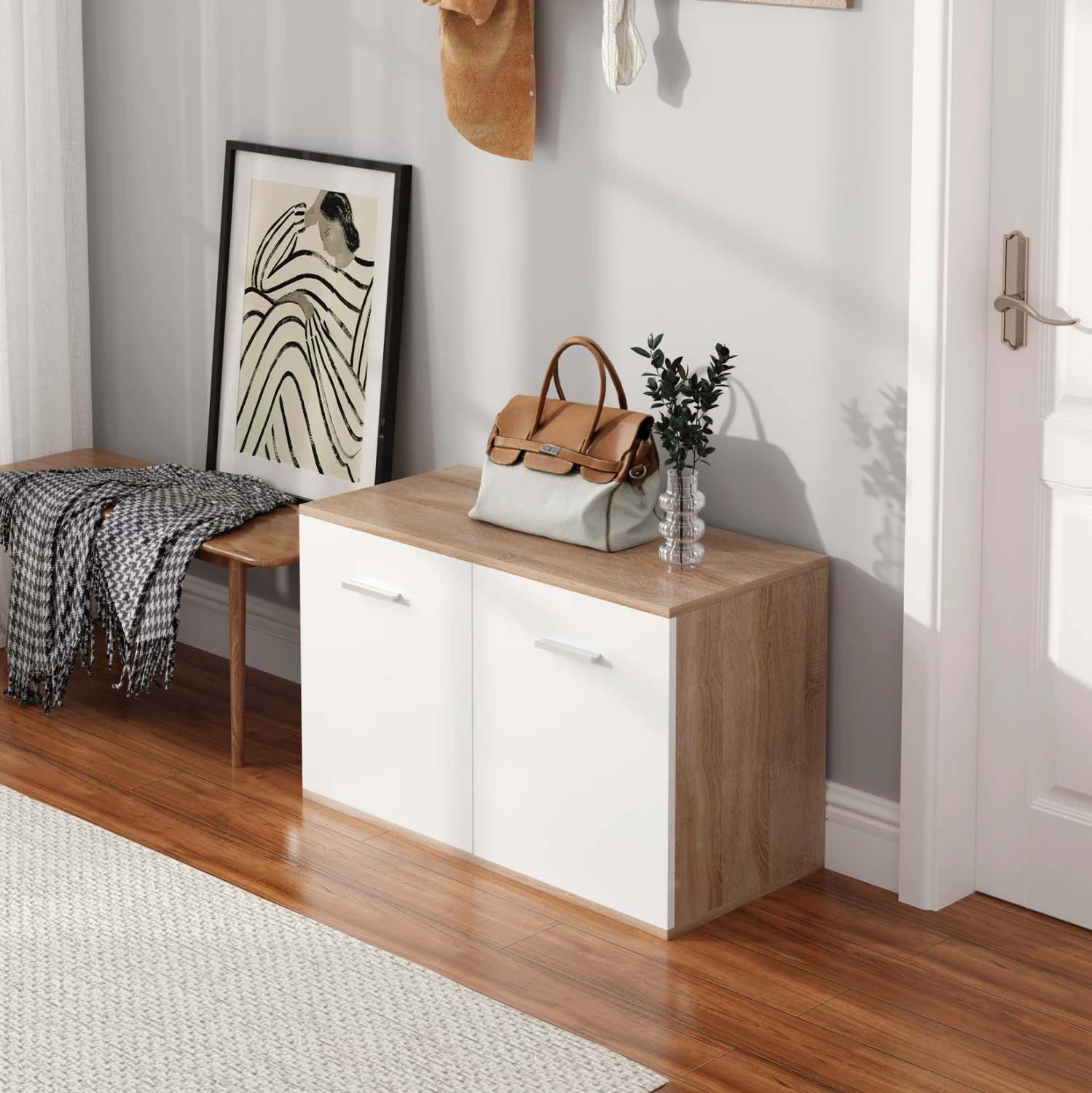 Omara za čevlje DIONNE FH4363 melamin v sonoma-beli 80x35x46Hcm
